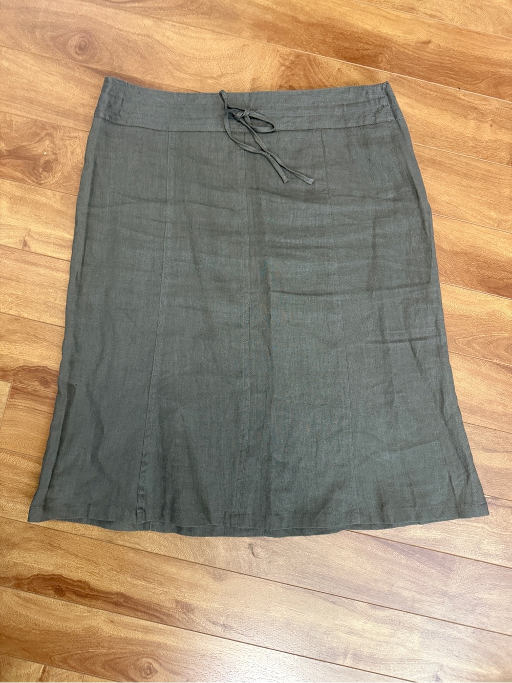 RW&CO. Olive Midi Linen-Blend Skirt